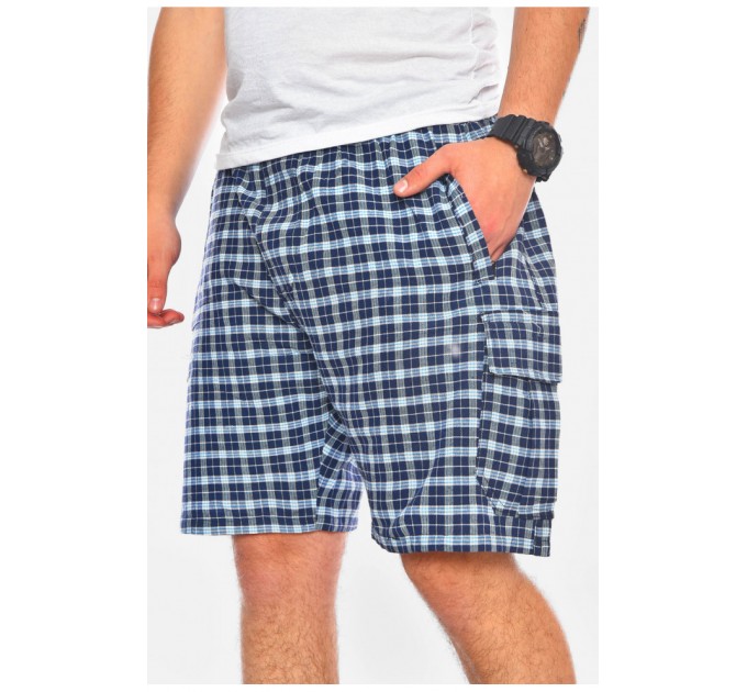 Шорты мужские полубатальные темно-синего цвета с принтом 200679L