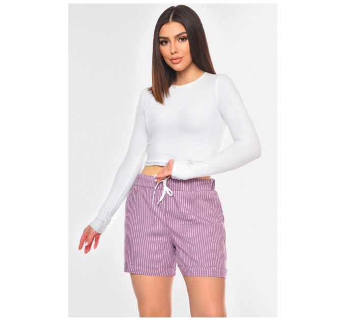 Шорти жіночі напівбатальні бузкового кольору 200928L