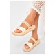 Шльопанці жіночі бежевого кольору 201071L