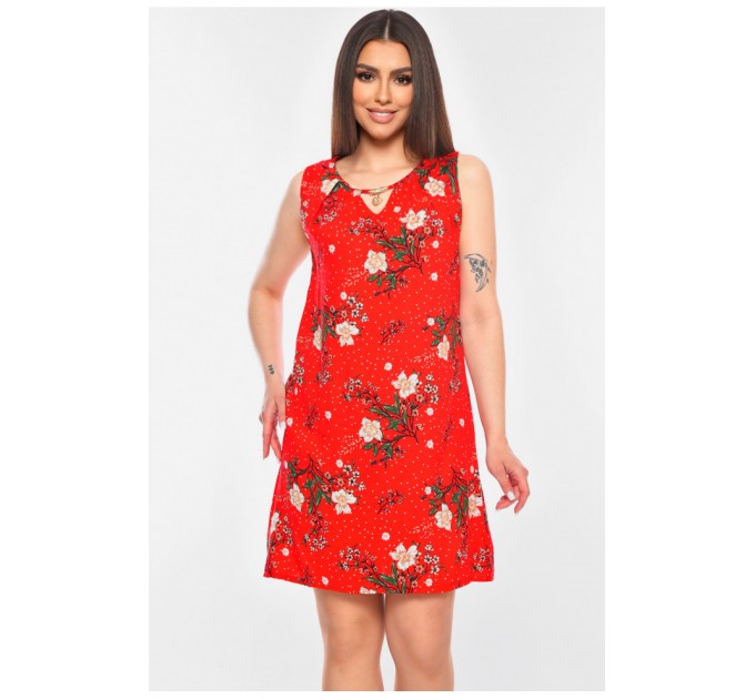 Сарафан жіночий червоного кольору з принтом 201129L