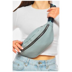 Бананка жіноча однотонна з екошкіри блакитного кольору 201196L