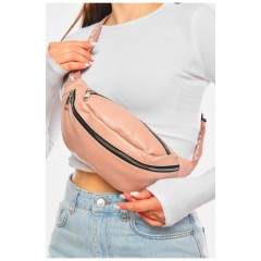 Бананка жіноча однотонна з екошкіри рожевого кольору 201198L