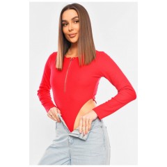 Боди женское однотонное в рубчике красного цвета 201340L