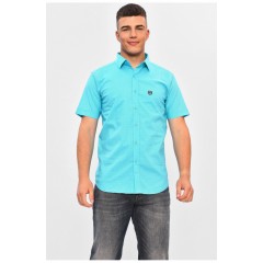 Сорочка чоловіча бірюзового кольору з принтом 201435L