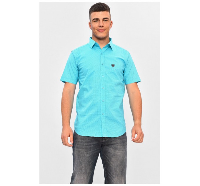 Рубашка мужская бирюзового цвета с принтом 201435L