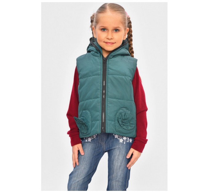 Жилетка дитяча для дівчинки демісезон зеленого кольору 201660L