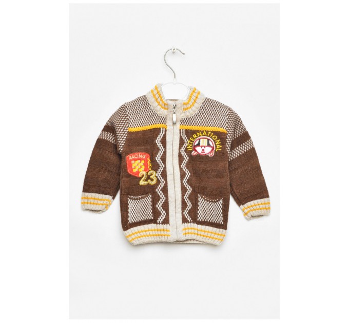 Кофта детская для мальчика коричневого цвета с принтом 201743L