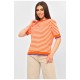Жіноча футболка трикотажна помаранчевого кольору в смужку 201862L