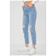 Джинси жіночі однотонні блакитного кольору 201871L