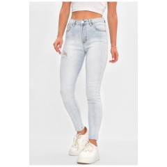 Джинси жіночі однотонні блакитного кольору 201872L