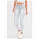 Джинси жіночі однотонні блакитного кольору 201872L