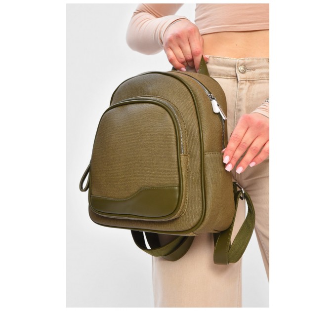 Рюкзак жіночий з екошкіри зеленого кольору 201953L