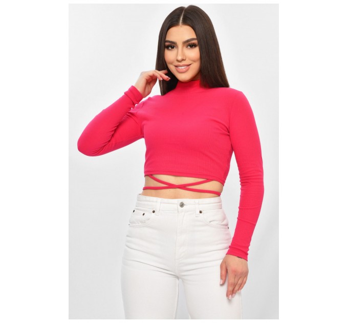 Кофта жіноча однотонна в рубчик рожевого кольору 201985L