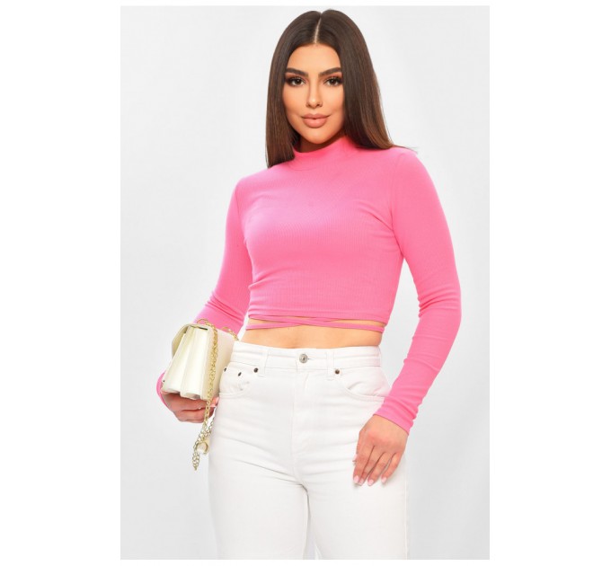 Кофта женская однотонная в рубчике светло-розового цвета 201986L