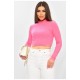 Кофта женская однотонная в рубчике светло-розового цвета 201986L