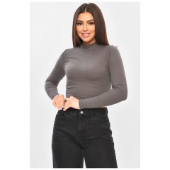 Кофта женская однотонная в рубчик серого цвета 201987L