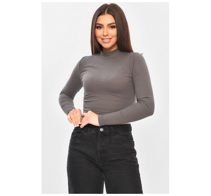 Кофта женская однотонная в рубчик серого цвета 201987L