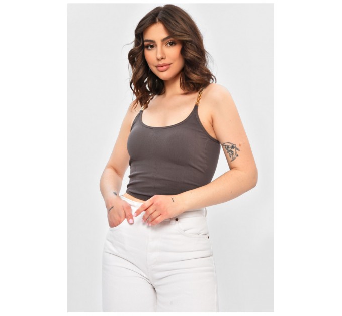 Топ женский однотонный темно-серого цвета 202293L