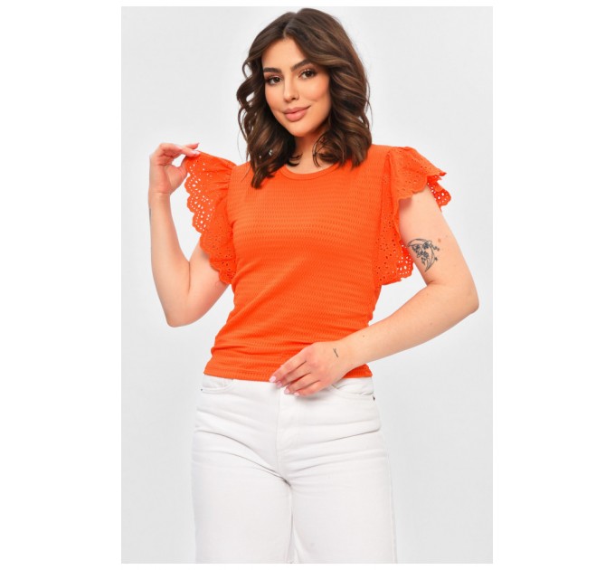 Футболка жіноча однотонна помаранчевого кольору 202296L