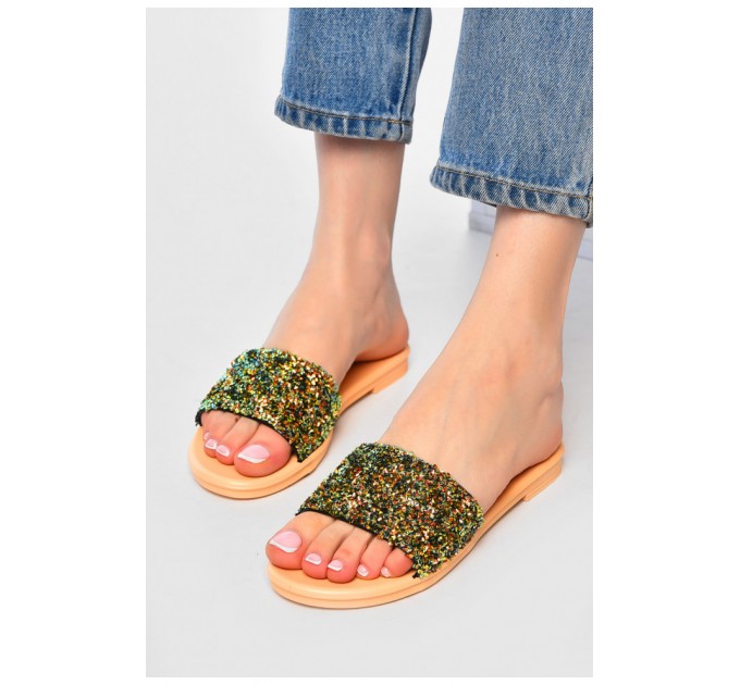 Шльопанці жіночі золотистого кольору 202376L