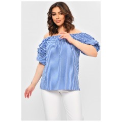 Блуза жіноча синього кольору в клітину 202459L