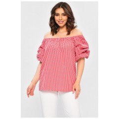 Блуза женская красного цвета в клетку 202462L