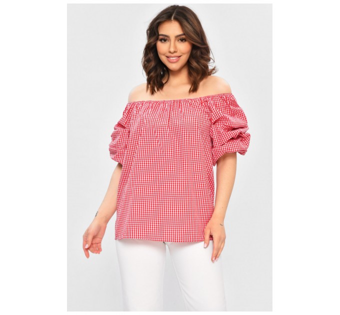 Блуза жіноча червоного кольору в клітину 202462L