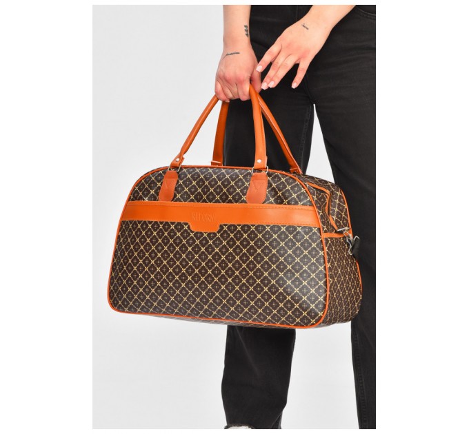 Сумка дорожня унісекс екошкіра коричневого кольору з принтом 202924L