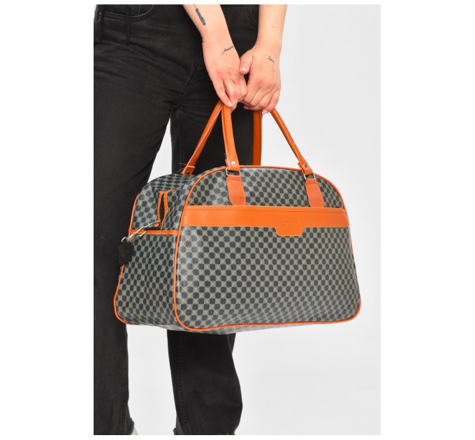 Сумка дорожня унісекс екошкіра синього кольору з принтом 202926L