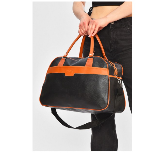 Сумка дорожня унісекс екошкіра чорного кольору 202927L