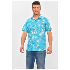 Сорочка чоловіча блакитного кольору з принтом 202942L