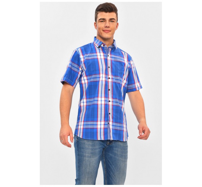 Сорочка чоловіча синього кольору з принтом 202943L