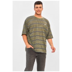 Футболка чоловіча батальна кольору хакі 202972L