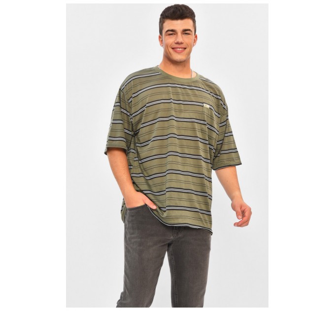 Футболка чоловіча батальна кольору хакі 202972L