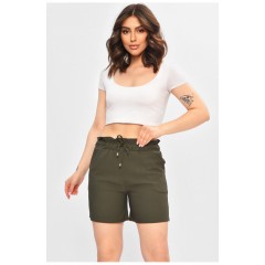 Шорты женские однотонные цвета хаки 203000L