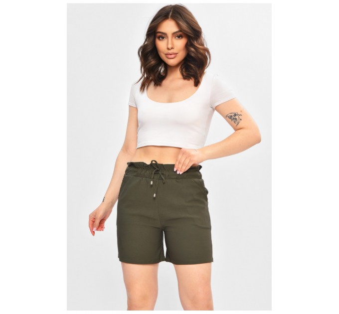 Шорты женские однотонные цвета хаки 203000L