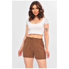 Шорты женские однотонные коричневого цвета 203011L