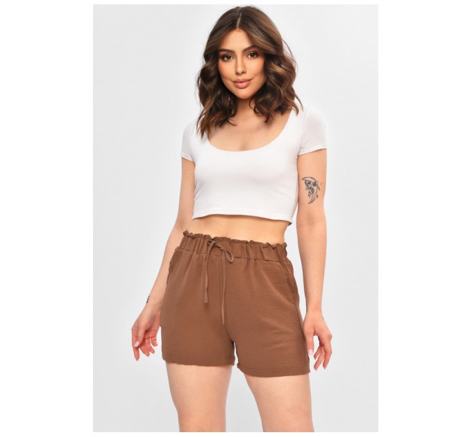 Шорти жіночі однотонні коричневого кольору 203011L