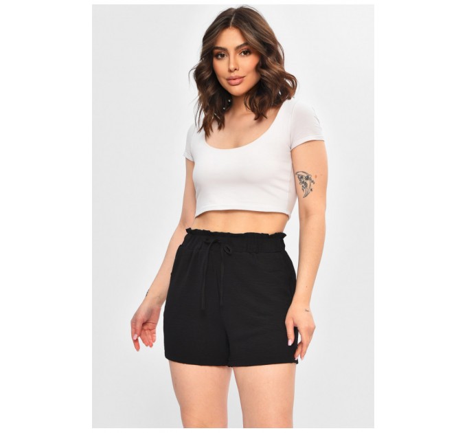 Шорти жіночі однотонні чорного кольору 203012L