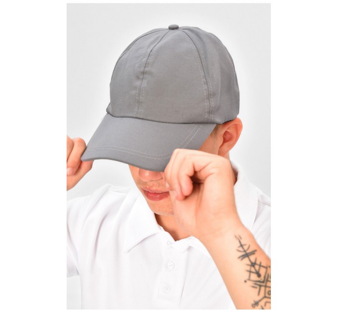 Кепка чоловіча однотонна темно-сірого кольору 203029L