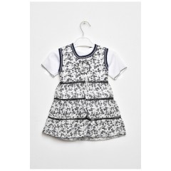 Костюм дитячий для дівчинки біло-синього кольору сарафан+футболка 203036L