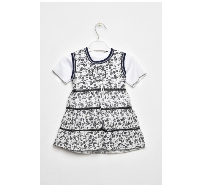 Костюм дитячий для дівчинки біло-синього кольору сарафан+футболка 203036L