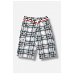 Бриджі дитячі для хлопчика білого кольору в різнокольорову клітинку 203117L