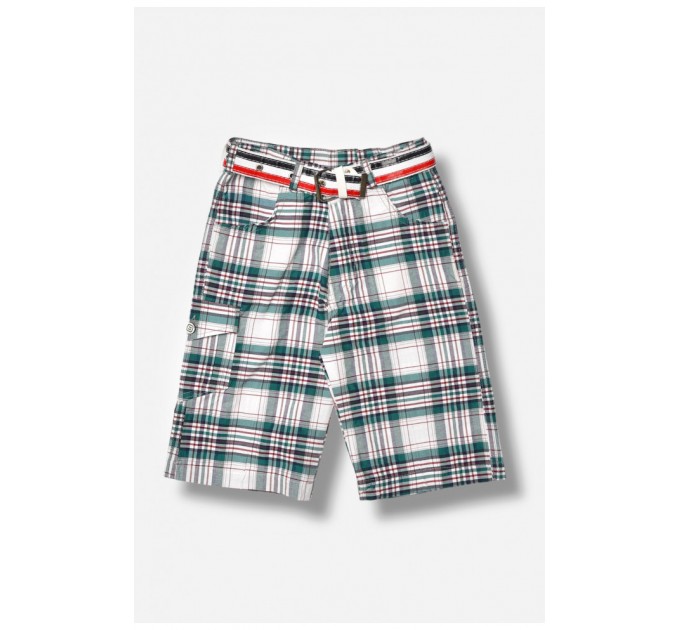 Бриджі дитячі для хлопчика білого кольору в різнокольорову клітинку 203117L