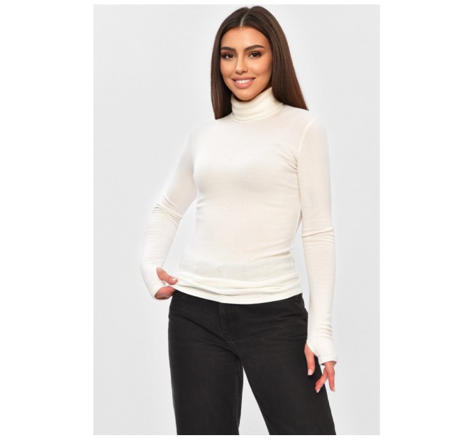 Гольф жіночий однотонний на мікрофлісі молочного кольору 203189L