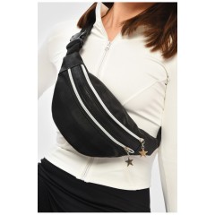 Бананка жіноча чорного кольору з принтом 203263L