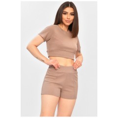 Костюм жіночий однотонний кольору мокко 203349L