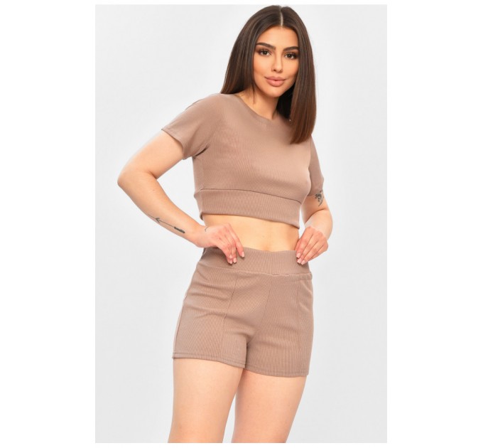 Костюм жіночий однотонний кольору мокко 203349L