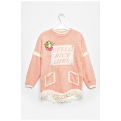 Кофта детская для девочки персикового цвета с принтом 203358L