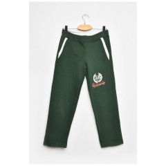 Штани дитячі для хлопчика темно-зеленого кольору на флісі 203375L